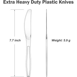 360 Count Disposable Cutlery Extra Heavy Duty Clear Plastic Knives BPA Free Heat Resistant Solid & Durable Bulk SupplyColor: Clear Color