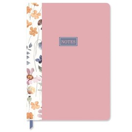 Quickdraw A5 Notebook – Wild Bloom Pastel Pink Floral Cover – Lined Notebooks for Women & Girls – Hardback Writing Journal with Ribbon Bookmark – 160 Pages – Cute Flower Note Pad for Work & School