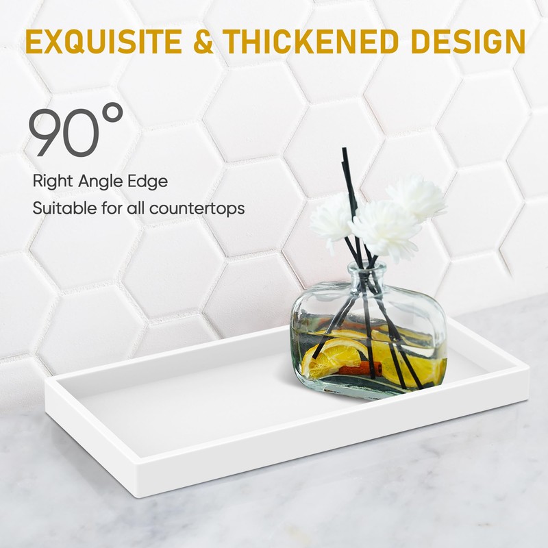 Bathroom Counter Tray,EG-SIPRO High-Grade Thickened Silicone Bathroom Vanity Tray,Shatterproof Rectangle