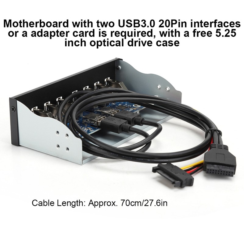 USB3.0 19PIN 8 Ports Hub Optical Drive Extension Front Panel