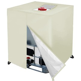 IBC Tank Tarpaulin, 420D Oxford Container Protective Cover, Anti-UV, Dustproof, Waterproof, Frost-Proof with Opening Zip, for Water Tank, 1000 L Water Butt (Beige)
