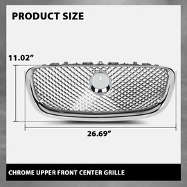 Upper Front Center Grill Grille, Compatible with Jaguar XF XFR 2012 2013 2014 2015, W/Emblem, Silver