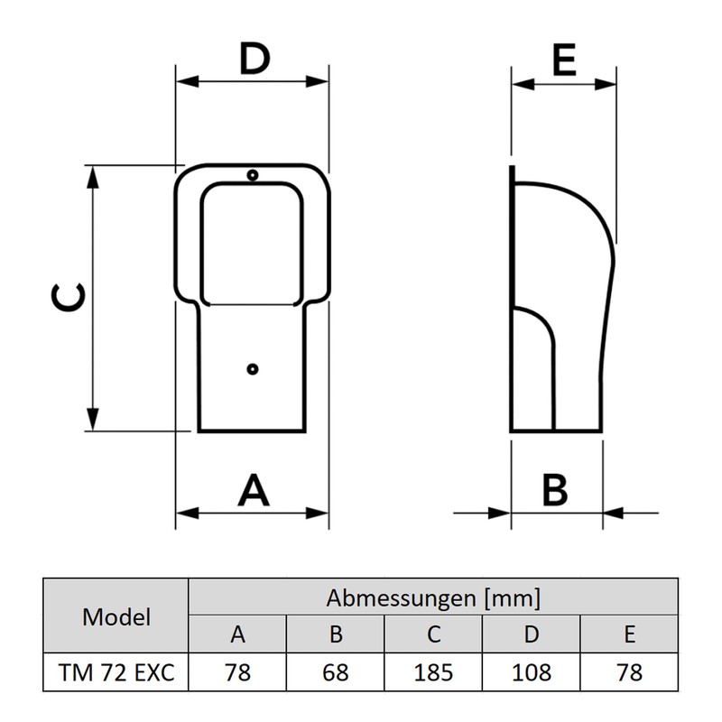 Wall Connection Piece Black TM 72 EXC for Duct Air
