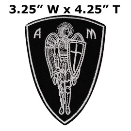 St. Michael Protect Defend Archangel 4.25" Embroidered Premium Patch Iron-On/Sew-On Decorative Applique Cap Hat American Nation Country Patriotic Military Veteran Uniform Name Tag Custom Gear Biker