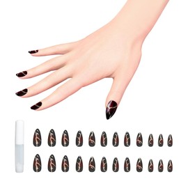 24 Pieces of Nail Pieces and 1 Pieces of Glue, Artificial Nails, Nail Art, Fake Nail Accessories, Nail Stickers, Finger Nails, Pressed Nails, Glued Artificial Nails (Red)