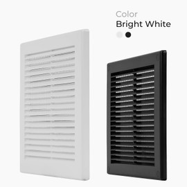 HVAC OV 8" x 8" (Outer Size) Square Air Vent Cover – White Plastic Vent Deflector - Screen Mesh, Surface Mount Wall Ceiling – Cold Air Return Soffit Air Vent Cover - Register Indoor Outdoor