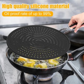 Tioncy 3 Pcs Silicone Splatter Screen for Frying Pan Black Grease Splatter Guard Oil Splatter Guard Collapsible Splash Guard Heat Resistant Multi Use Splatter Guard for Baking and Cooking