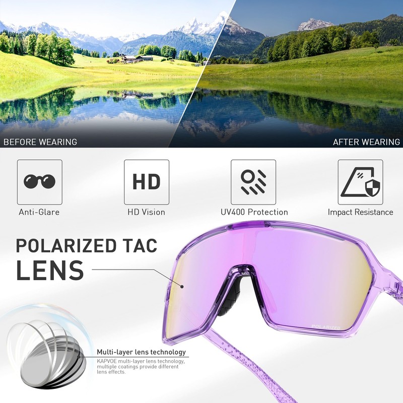 KAPVOE Polarized Cycling Glasses Men Women Sports Sunglasses Mountain Bike