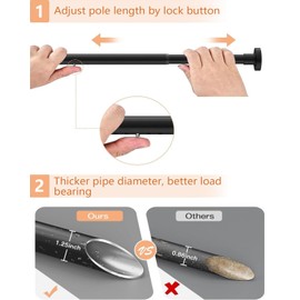 ALLZONE Tension Curtain Rods for Windows 66 to 120 Inch, Heavy Duty Curtain Rods No Drilling, Extra Long Tension Rod for curtains, Outdoor Tension Rods for Patio, Bedroom, Dark Brown