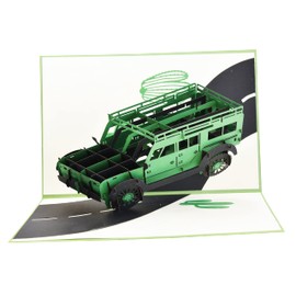 Green SUV 3D Pop Up Birthday Card, Father's Day Card, Retirement Card, All Occasions