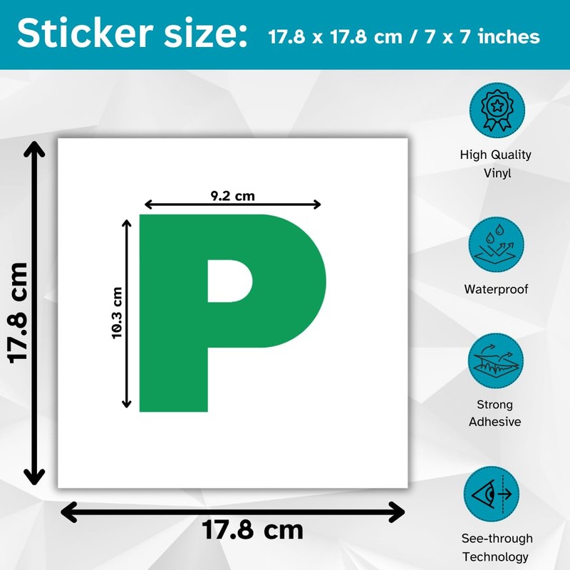 P Plate Stickers for New Driver | Micro-Perforated Tech: See-Through