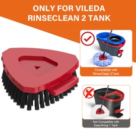 Upgraded Spin Mop Replace Scrub Brush Only Compatible with Vileda Rinseclean System, More Layers of Bristles Great for Kitchen, Deck, Bathroom and Shower Floor (Small，NOT for vileda others system)