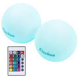 Elecbae Small Floating Pool Lights, Pack of 2 Remote Control 16 Color IP68 Waterproof 3" Led Ball Lights, Multi-Scenario Applicability, Garden, Backyard, Pool, Party (Not Inflatable)