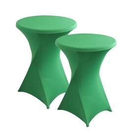 iEventStar Stretch Bar Table Covers, Spandex Bar Table Covers, Bar Tables, Wedding, Strengthening in the Foot Area, Round Tablecloth for Bistro Table, Cocktail Party (Green, Set of 2, Diameter 80-85