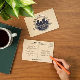 Las Cruces, New Mexico, Skyline Seal (Blue) (4x6 Birch Wood Postcards, 2-Pack Stationary, Rustic Home Wall Decor)