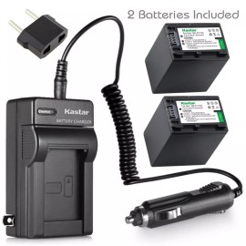 Kastar NP-FV100 Battery or AC Charger for Sony HXR-MC50 HXR-NX30 PXW-Z90V PXW-X70 - 1 Charger + 2 Batteries