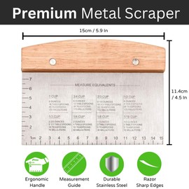 BOORIKA Dough Scraper & Bench Scraper Kitchen – Stainless Steel Sourdough Tools – Dough Cutter for Sourdough Bread, Pizza, and Flat Top Griddles – Chef Approved