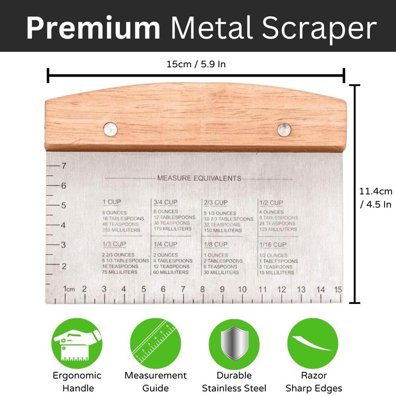 BOORIKA Dough Scraper & Bench Scraper Kitchen – Stainless Steel