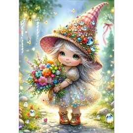 GDYEEH 5D Elfenmädchen Diamant Painting Pictures, DIY Blumen Diamant Art Painting Kits,Fantasie Diamond Painting Set for Adults Anfänger, Mosaic Making, Diamond Painting for Home Decor 30x40cm