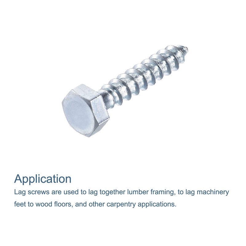sourcing map Hex Lag Screws, M6 x 30mm Carbon Steel