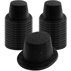Hillban 24 Pcs Mardi Gras Glitter Top Hat Bowler for Adults 1920s Dress Glitter Hats for Masquerades Party(Black)