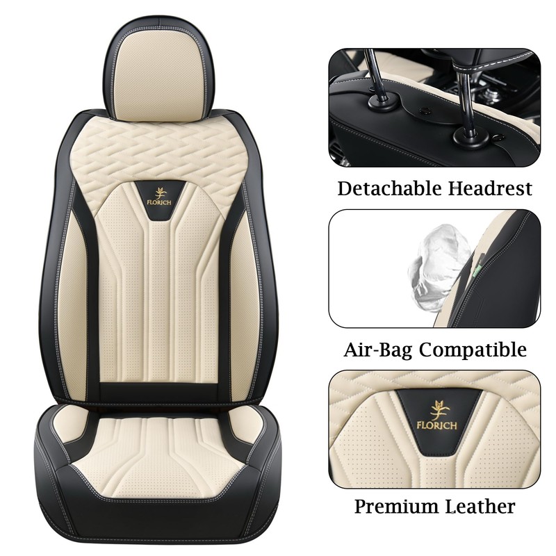 FLORICH Seat Covers for Cars, Waterproof Seat Covers, Leather Car