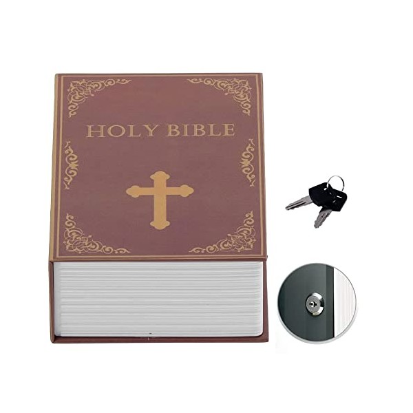 Diversion Book Safe with Key Lock, Hidden sturdy small safe,Portable Cash Jewelry secret safe,Classical Design Book Safe