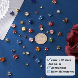 810 Pieces Glass Rhinestones Sew On 3 Sizes Flat Round Faceted Flat Back Glass Claw Rhinestones for Jewellery Making Sewing Crafts Clothing Costume