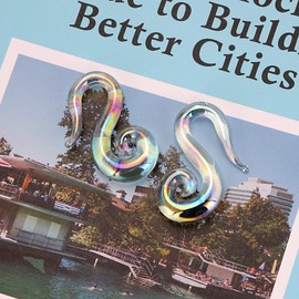 Qmcandy 2pcs Glass Spiral Tapers Plugs Twist Stretchers Earrings Stretching Piercings Jewelry Gauges 8g-14mm, Glass, cubic-zirconia