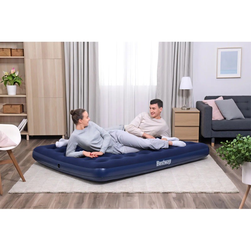 Colchón Inflable Queen Azul Cama De Aire Camping