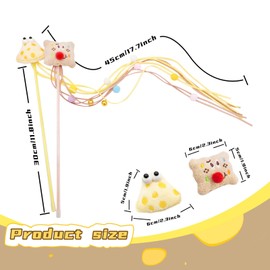 LuckyOpt Cat Teaser Wand, Cute Cartoon Shaped Plush Cat Toy Wand, Cat Wand Toy with Bell and Colorful Plush Ball, Interactive Cat Toys for Kittte Cat Relieve Boredom Increase Interactivity