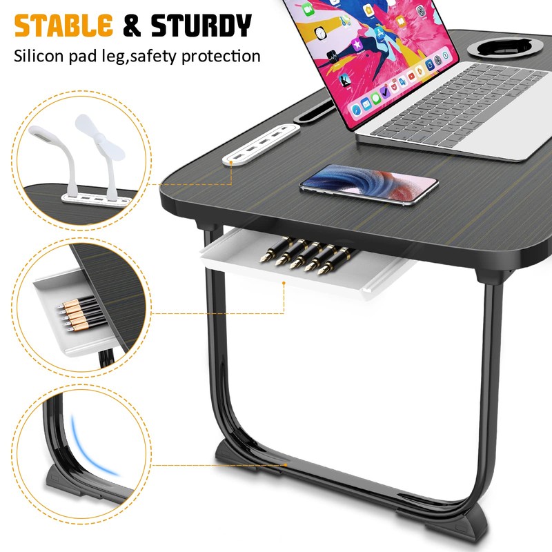 Fayquaze Laptop Bed Desk, Portable Foldable Laptop Bed Table with