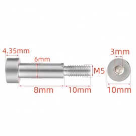 NACX M5 Hex Socket Shoulder Bolts, 6mm Shoulder Dia 8mm Shoulder Length, 304 Stainless Steel, 10Pcs