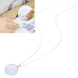 Magnifier for Reading,5X Alloy Necklace Magnifying Glass Portable Reading Pendant Magnifier with ChainSilver (Silver)