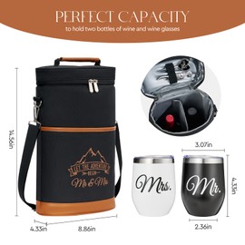 AW BRIDAL Mr and Mrs Gifts Bridal Shower Gifts His and Hers Gifts Wedding Gifts, Couple Engagement Gifts- Wine Gift Bag Wine Cooler Bag Insulated Wine Carrier Tote with Tumblers