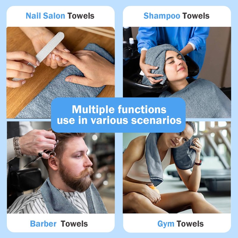 Puomue Grey Salon Towels, Super Soft and Absorbent Microfiber Hair