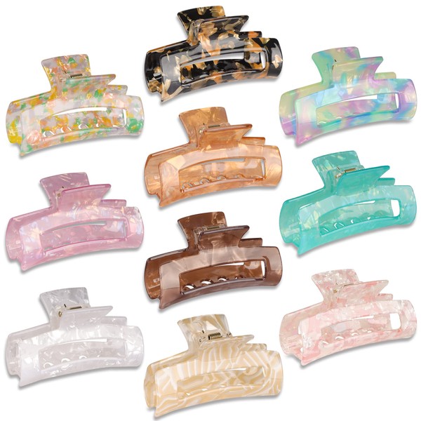 HAYHOI10 Pcs Hair Claw Clips for Women, Marble Tortoise Acrylic Large Hair Claw Clip for Thick Thin Hair, Cute Butterfly Hair Barrettes Pins, Aesthetic Styling Accessories for Girls,Brown Opal Pink