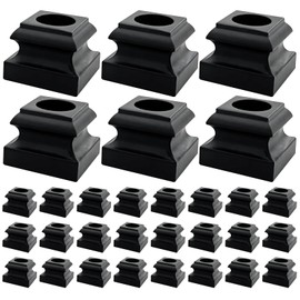 DEVALLEY Iron Balusters Flat Shoes - Aluminum Alloy Staircases Shoes for 5/8 Inch Round Interior Balusters,Wrought Iron Spindle Shoes with Screws,Satin Black - Set of 30