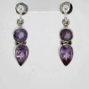 Amber America Facetted Oval Drop Purple AMETHYST Leverback Earrings 925