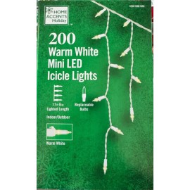 Home Accents Holiday 200 Ct Lights Warm White Mini LED Icicle Light Set 17.5 Ft