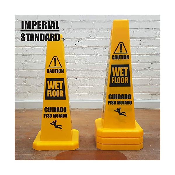 Imperial Standard Wet Floor Cone (4 Pack) - Caution Wet