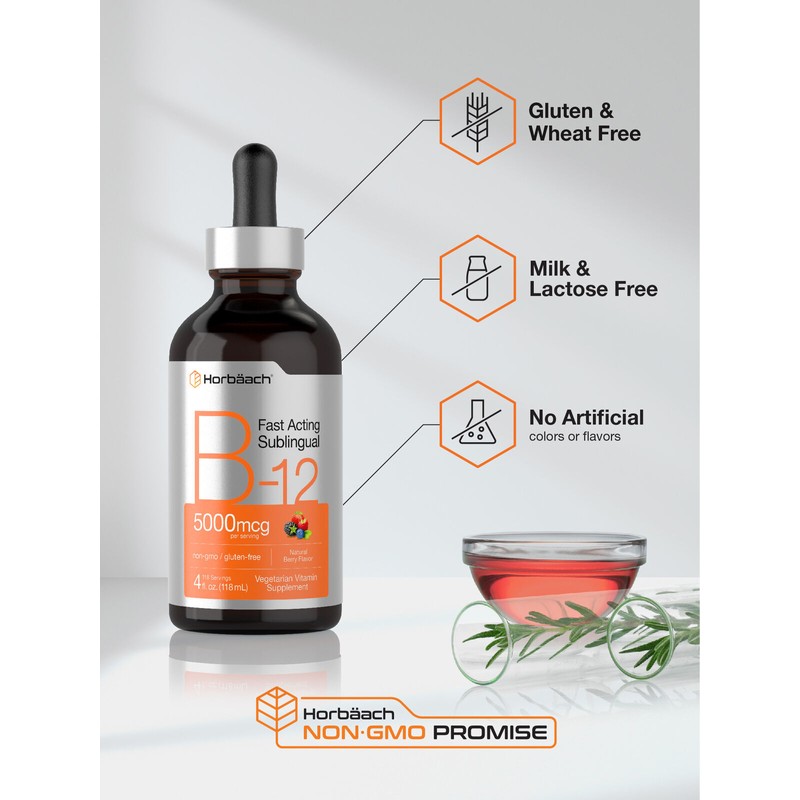 Horbäach Vitamin B12 5000mcg | 4 fl oz | Berry