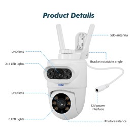 KERUI Outdoor 10MP 5K HD Dual Lens WiFi IP Camera Tuya Smart PTZ Wireless CCTV