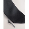 NEXT Wide Textured Tie with Tie Clip, black, Unit size