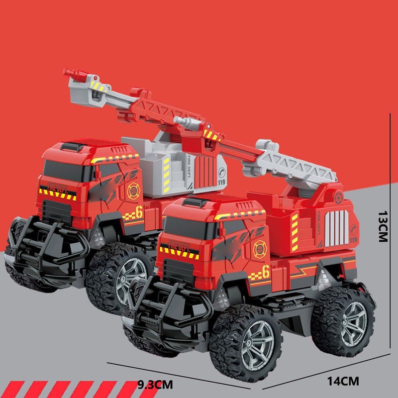 1:43 RC Fire Truck Toy Ladder Full Functional Lighting Plastic