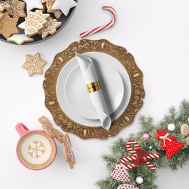 Spsyrine Gold Charger plates, 13 Inch Set of 6 Chargers for dinner plates, Serve ware Plate for Wedding Bulk, Parties, Christmas, Holiday Table Setting, F8G