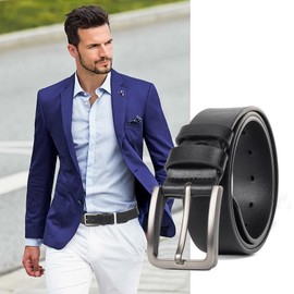 XuoAz Mens Casual-Leather-Belt Classic-Adjustable Genuine-Leather Waist Strap Every Day Jeans Belts
