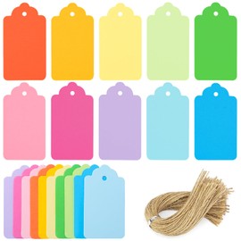 VGOODALL 150PCS Gift Tags with String,10 Colors Kraft Paper Tags Hanging Tags Price Tags for Wedding Clothes Gift Bags Box DIY Crafts Holiday Party Favors