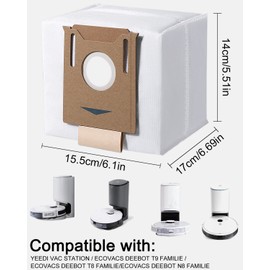 PERMUST 12 St1ck Staubsaugerbeutel f1r ECOVACS DEEBOT N8/N8 Pro/N8 Pro Plus/N8 PRO Care, OZMO T8/T8 Pure/OZMO T8+, T9/T9+/T9 AIVI, yeedi vac 2 pro/vac max/vac hybrid/yeedi vac Station, mit Reinigungsb1rste