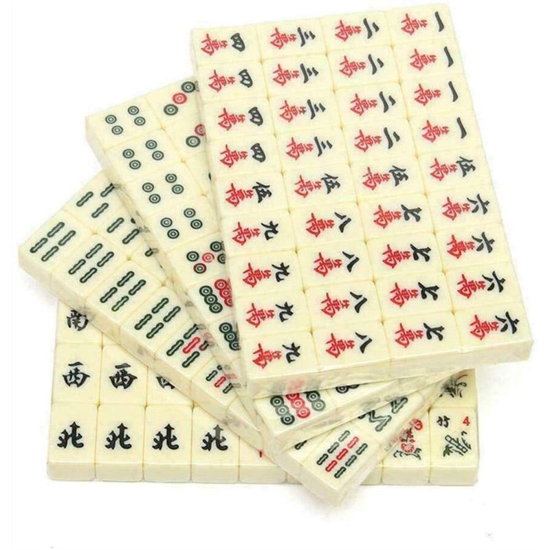 Vintage Mahjong Rare 144 Tiles Mah-Jong Set Bamboo Piece W/English